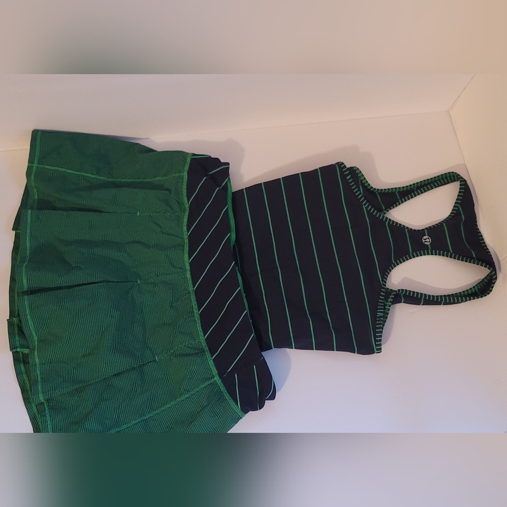 SOLD-Lulu Fast Cat Skirt SET, Sz 8, Green Bean / Inkwell / Slalom Stripe Inkwell - Picture 6 of 9